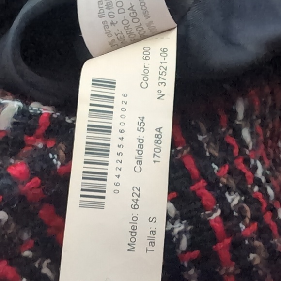 Massimo Dutti Acrylic Blend  Red Tweed Coat Small - Picture 9 of 11